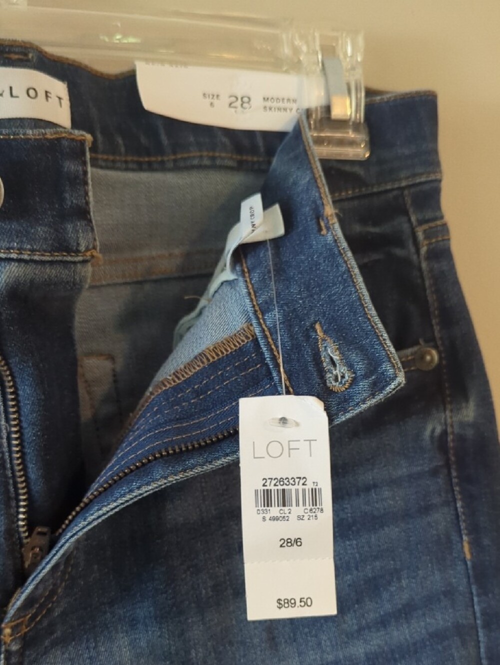 NWT- LOFT Dark Blue Modern Skinny Cropped Jeans with Laser-Cut Ankle - NWT - Picture 6 of 10